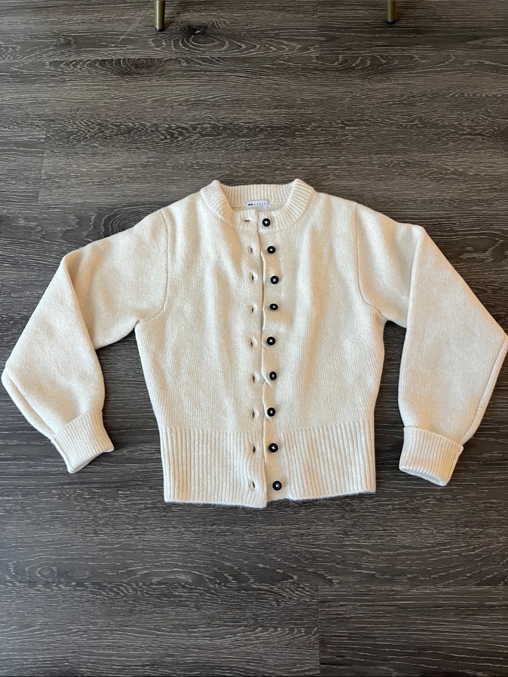 ASOS Wool Blend Cream Button-Front Cardigan Sweater